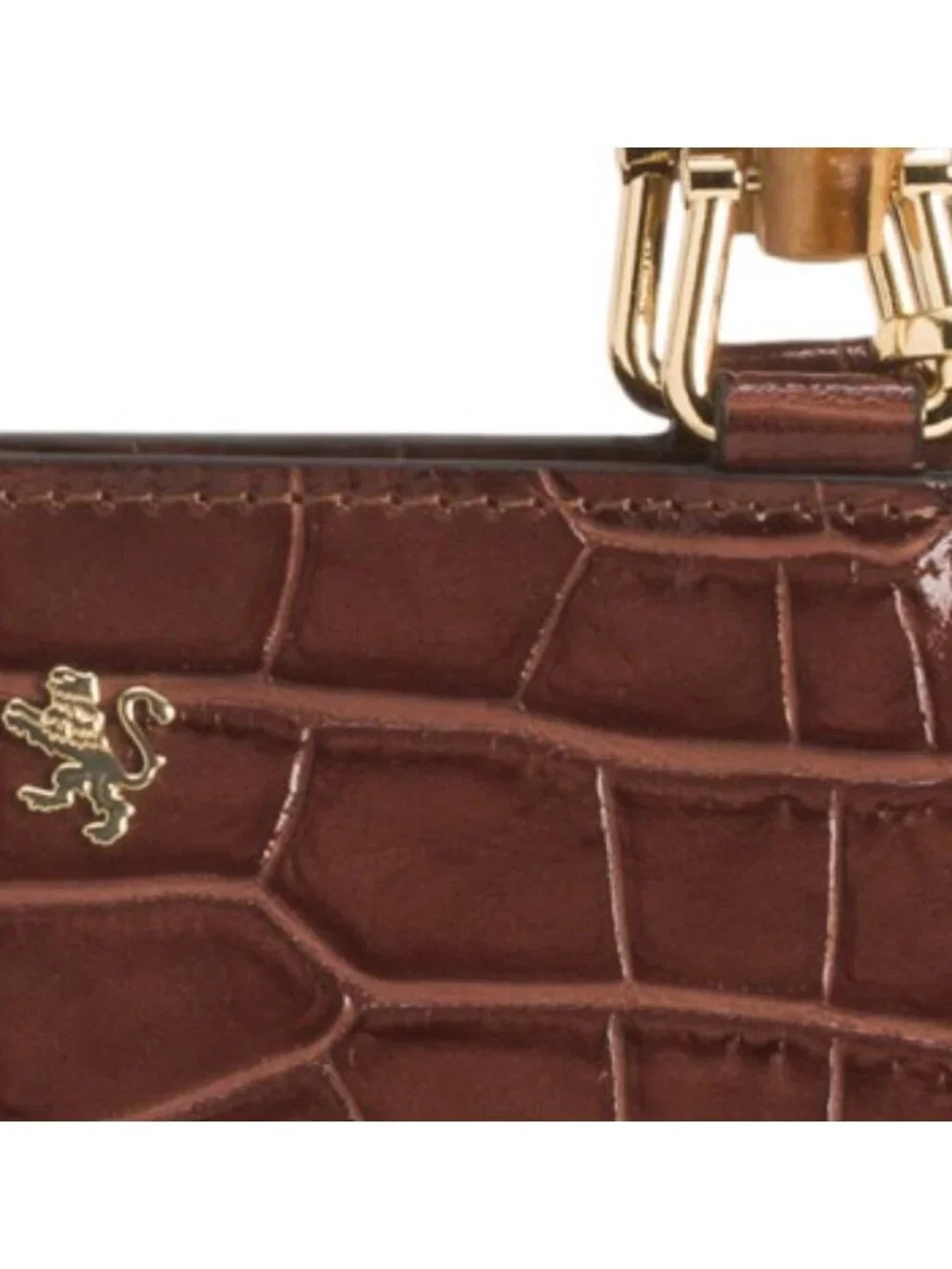 PRATESI Made In Italy Patent Leather Croc Double Entry Satchel With Handle